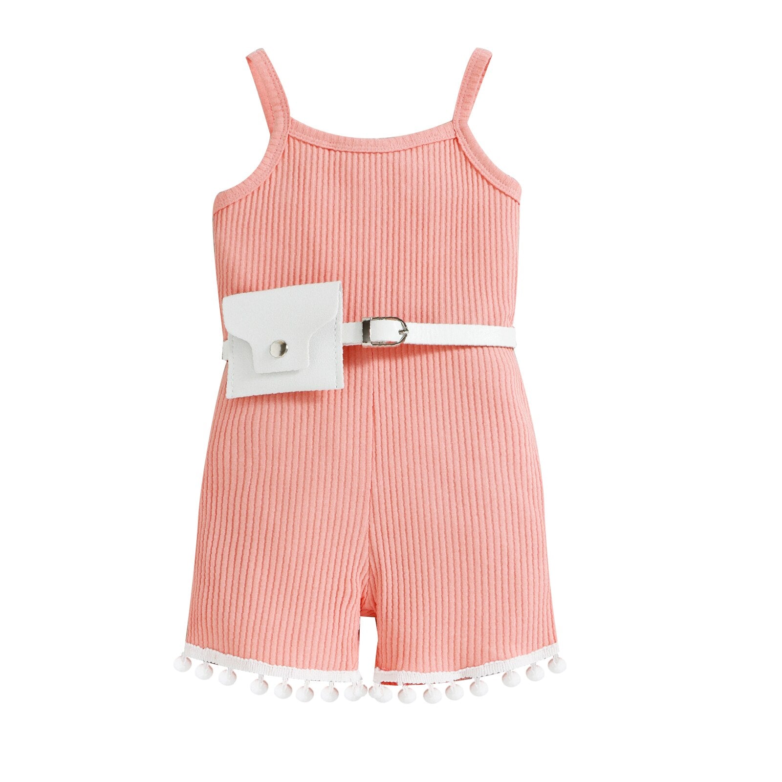 Fashionable Infant Baby Girls' Jumpsuits with Waist Bag and Tassels