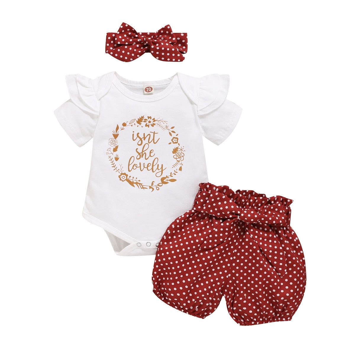 Adorable Baby Girls 3-Piece Outfit Set with Romper, Pants, and Headband