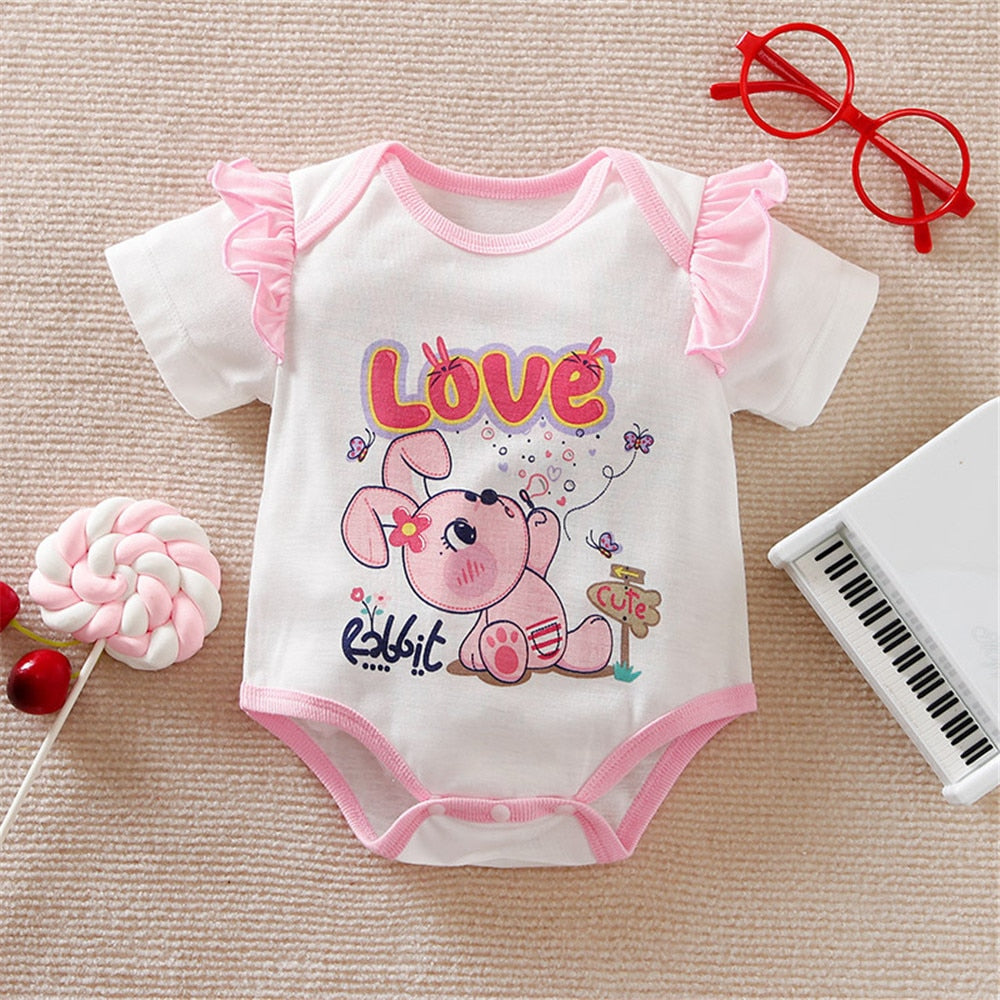 Cute Cartoon Bodysuits for Summer Newborn Girls