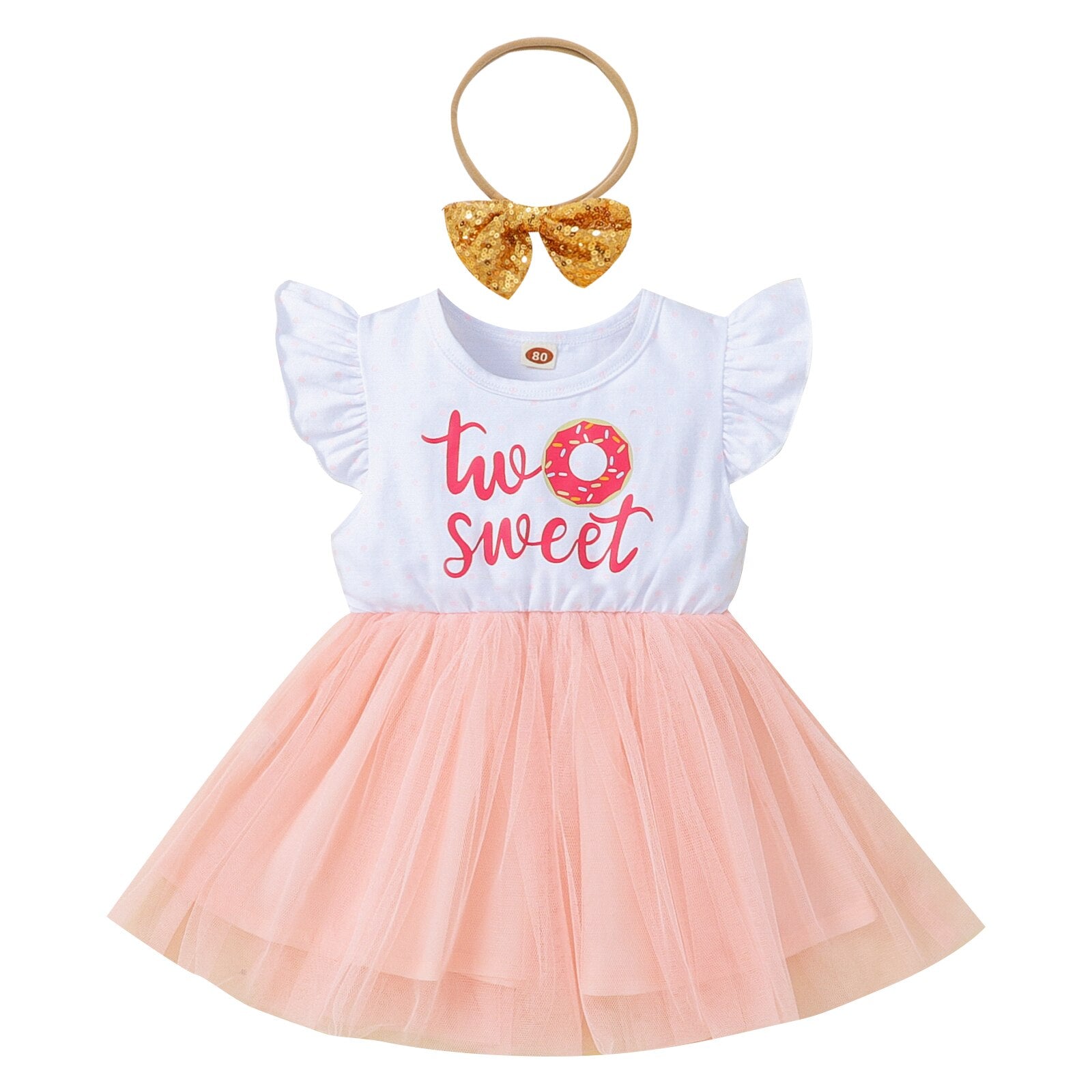 Summer Baby Girls Birthday Party Dress with Letter Print and Lace Tutu