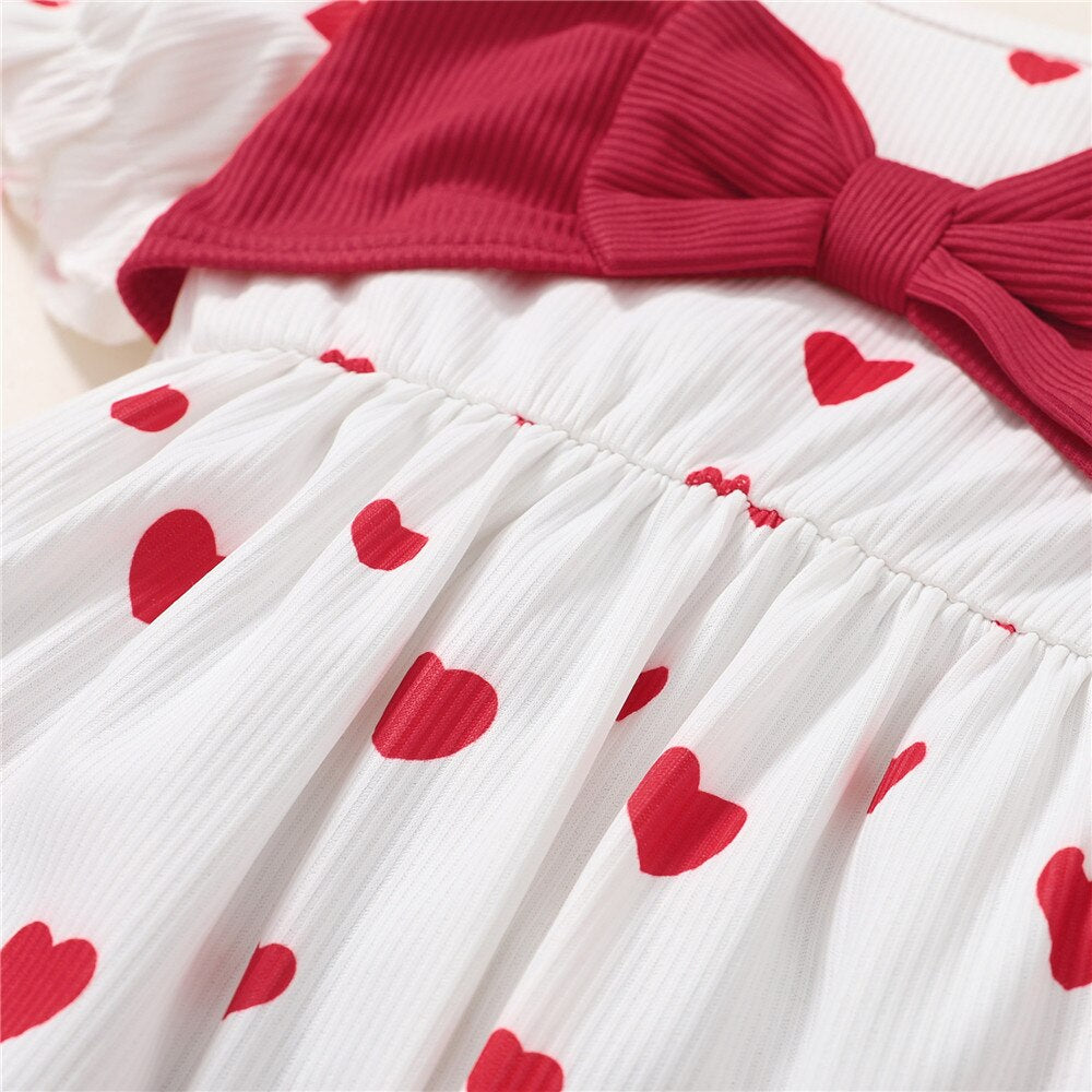 Adorable Heart Printed Baby Rompers for Girls