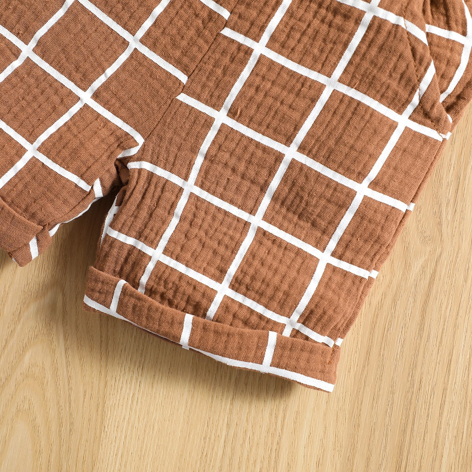 Toddler Baby Boy Plaid Lapel Short Sleeve Outfit Set