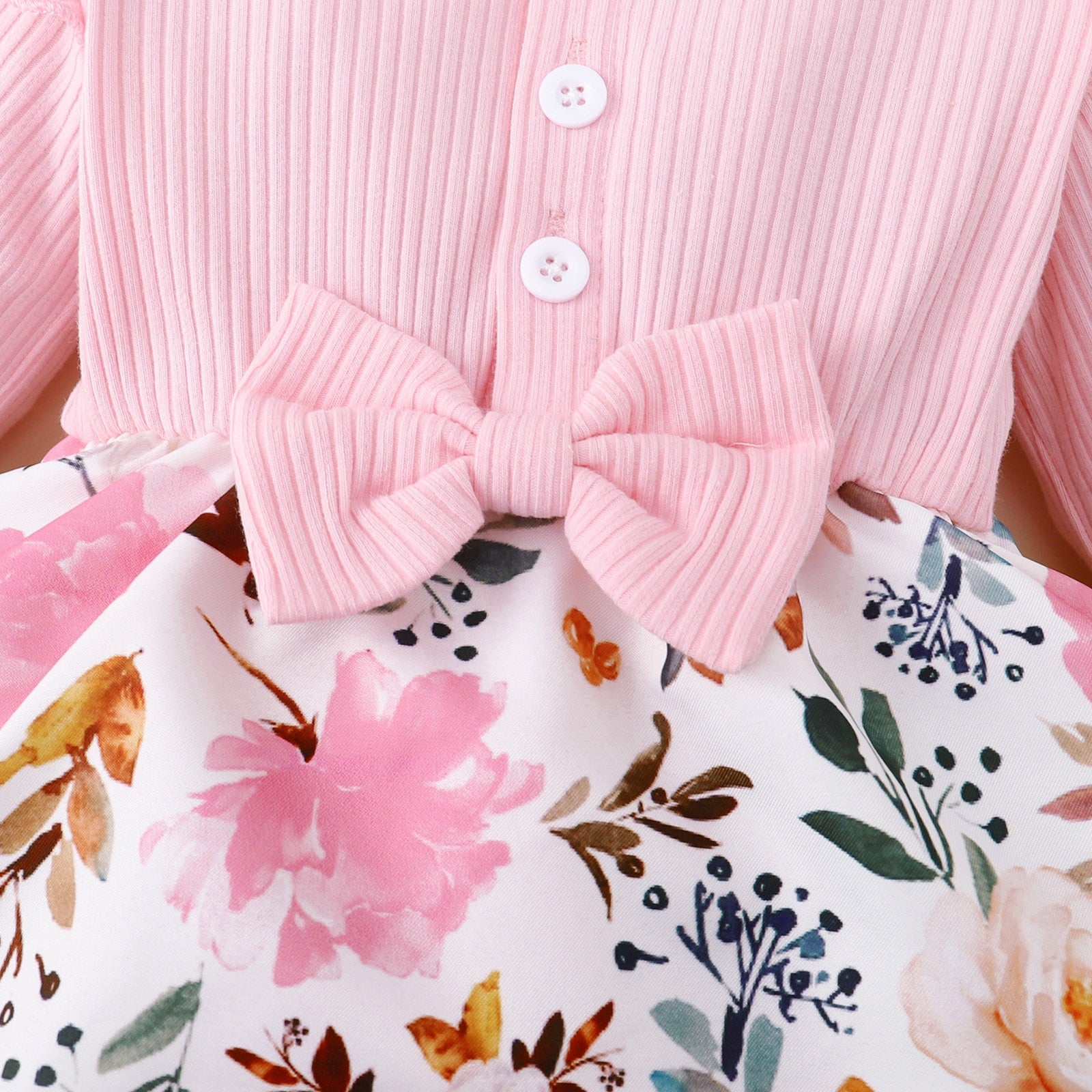 Adorable Newborn Baby Girls Bodysuit Outfits for Princesses - Long Sleeve Rompers with Floral Patchwork and Bow-Knot Headbands Sets