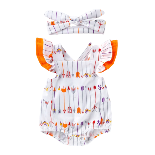 Adorable Flying Sleeve Baby Bodysuit with Watermelon Print for Girls