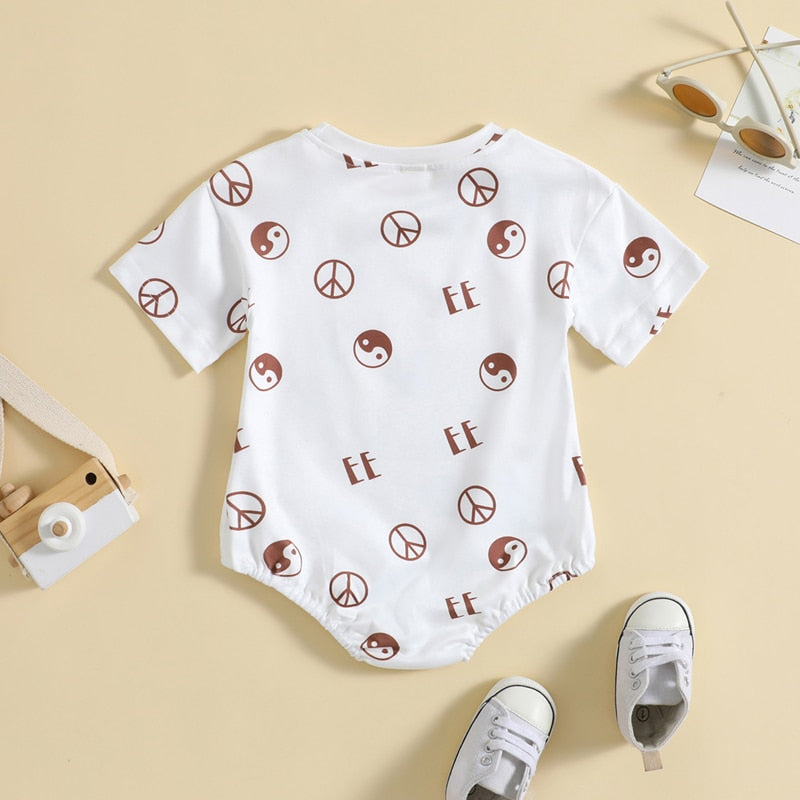 Newborn Baby Yin Yang Symbol Print Bodysuit for Summer