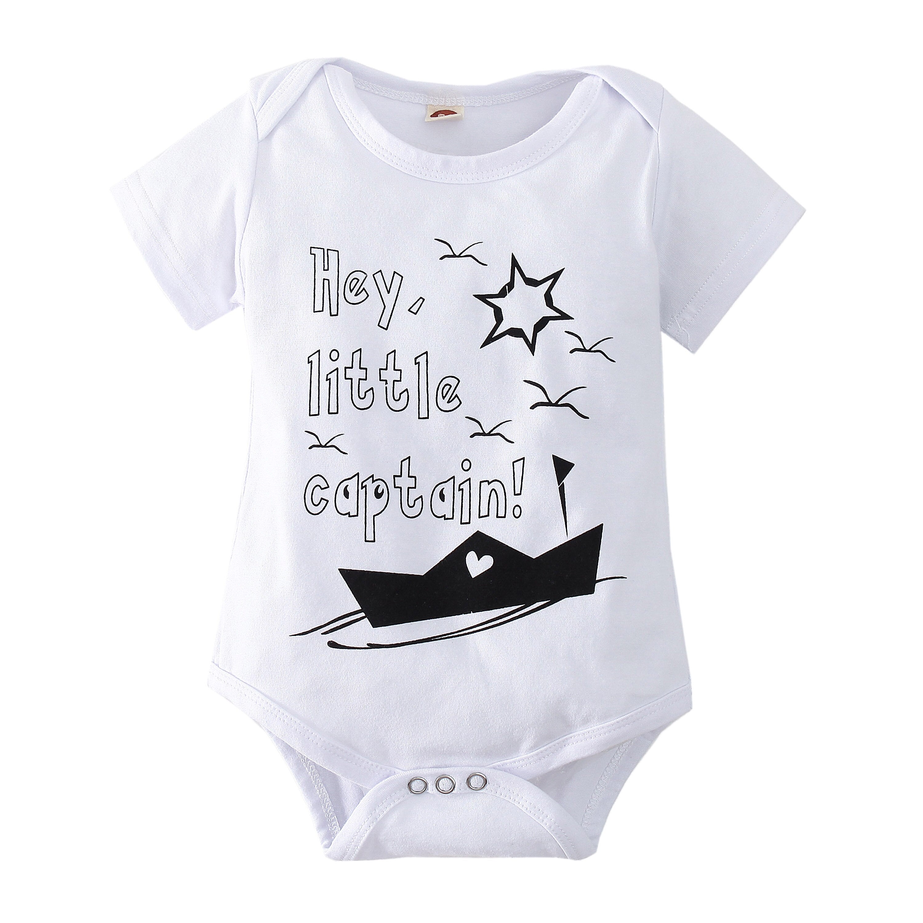 Cute Short Sleeve Baby Romper with Print Pattern