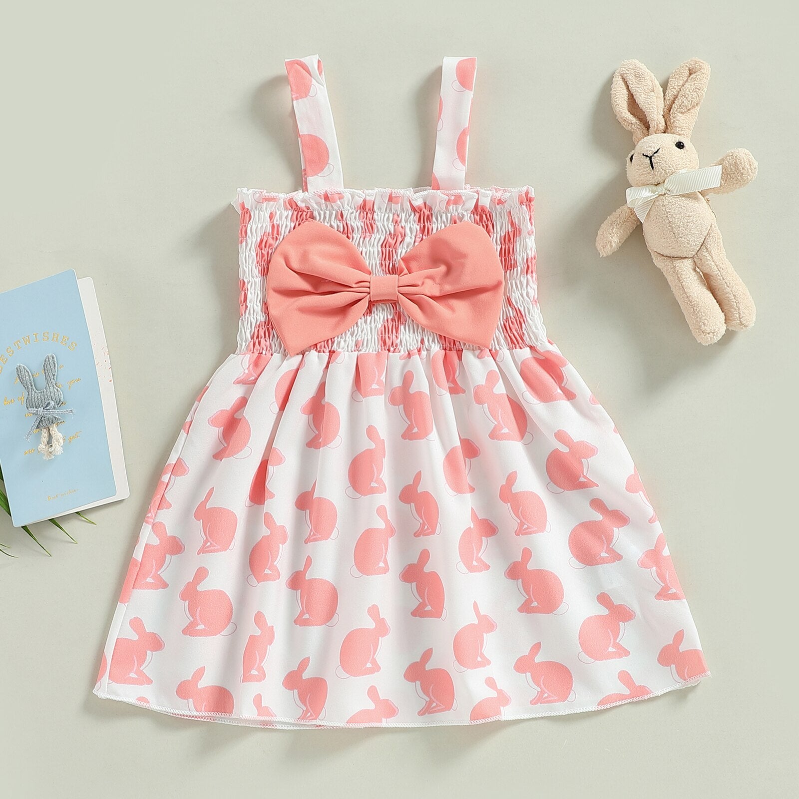 Easter Days Outfit for Baby Girls - Sweet Sleeveless Rabbit Print Princess Dress