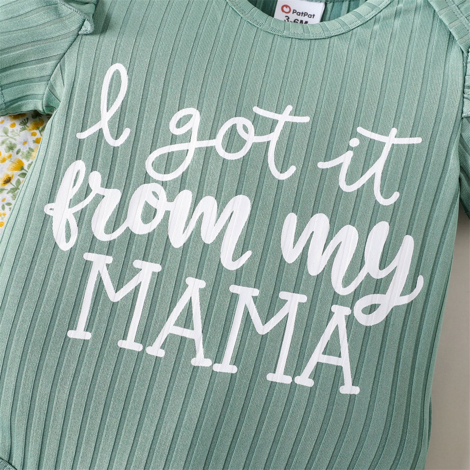 Newbrow Baby Girl Summer Romper with Ribbed Ruffle and Letter Print