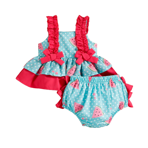 Cute Dot Watermelon Print Newborn Infant Girls Clothing Set