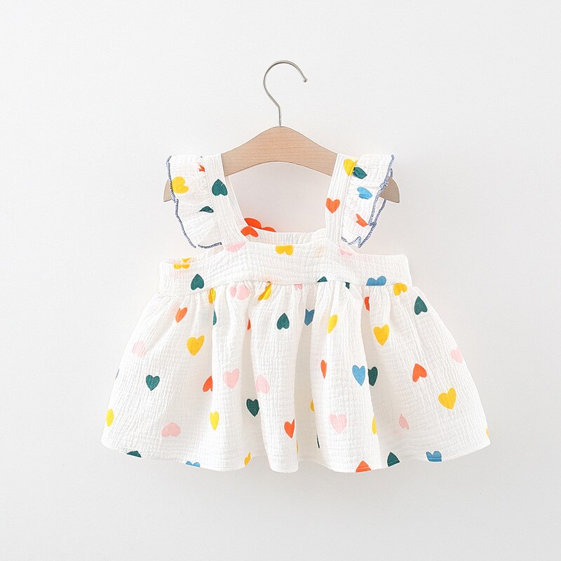 Colorful Rainbow Baby Girl Summer Dress with Cartoon Design - Perfect for Playtime!