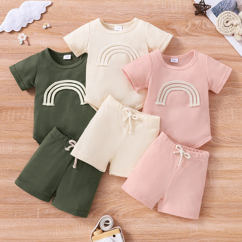 Dress up your little one in style with this Rainbow Romper Outfit for Summer!