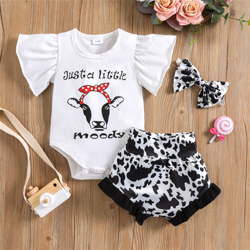 Cartoon Letter Printed Girls Baby Clothes Set for Newborns and Toddlers