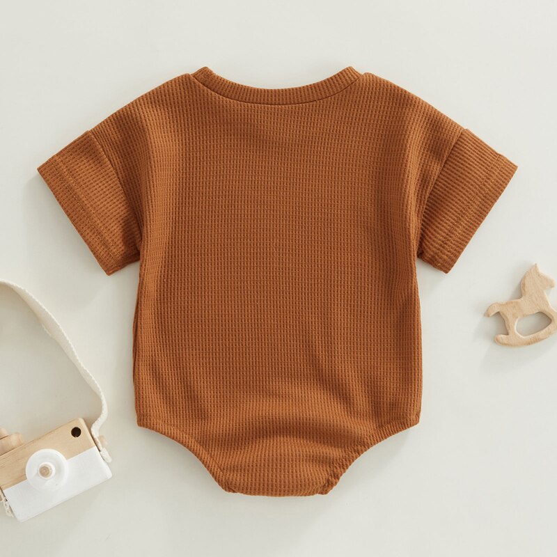 Adorable Waffle Dinosaur Print Newborn Rompers for Boys and Girls