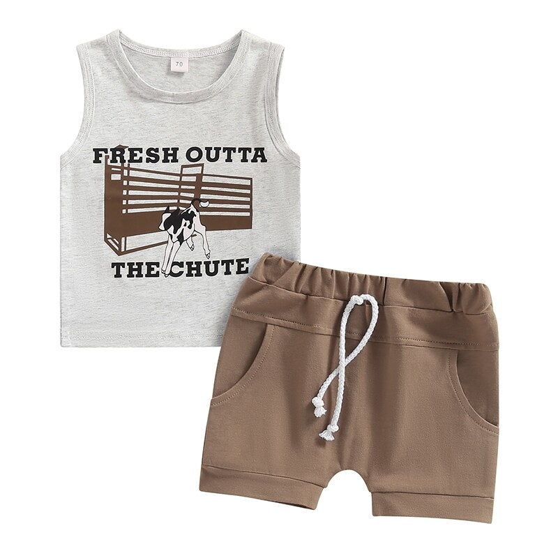 Summer Newborn Infant Baby Boys Clothes Sets with Cartoon Animal Print