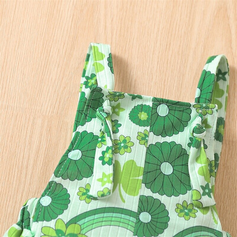 Toddler Kid Girl Jumpsuits Pants with Four Leaf Clover Print