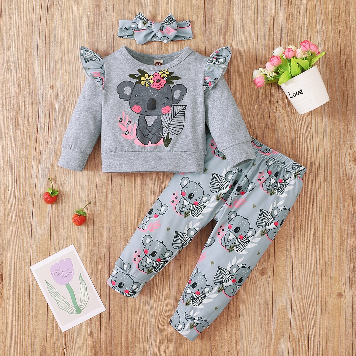 Adorable Koala Baby Girl Clothes Set for Autumn
