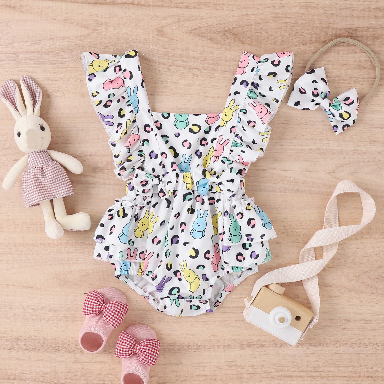Adorable Easter Toddler Infant Newborn Baby Girls Romper Headbands Sets
