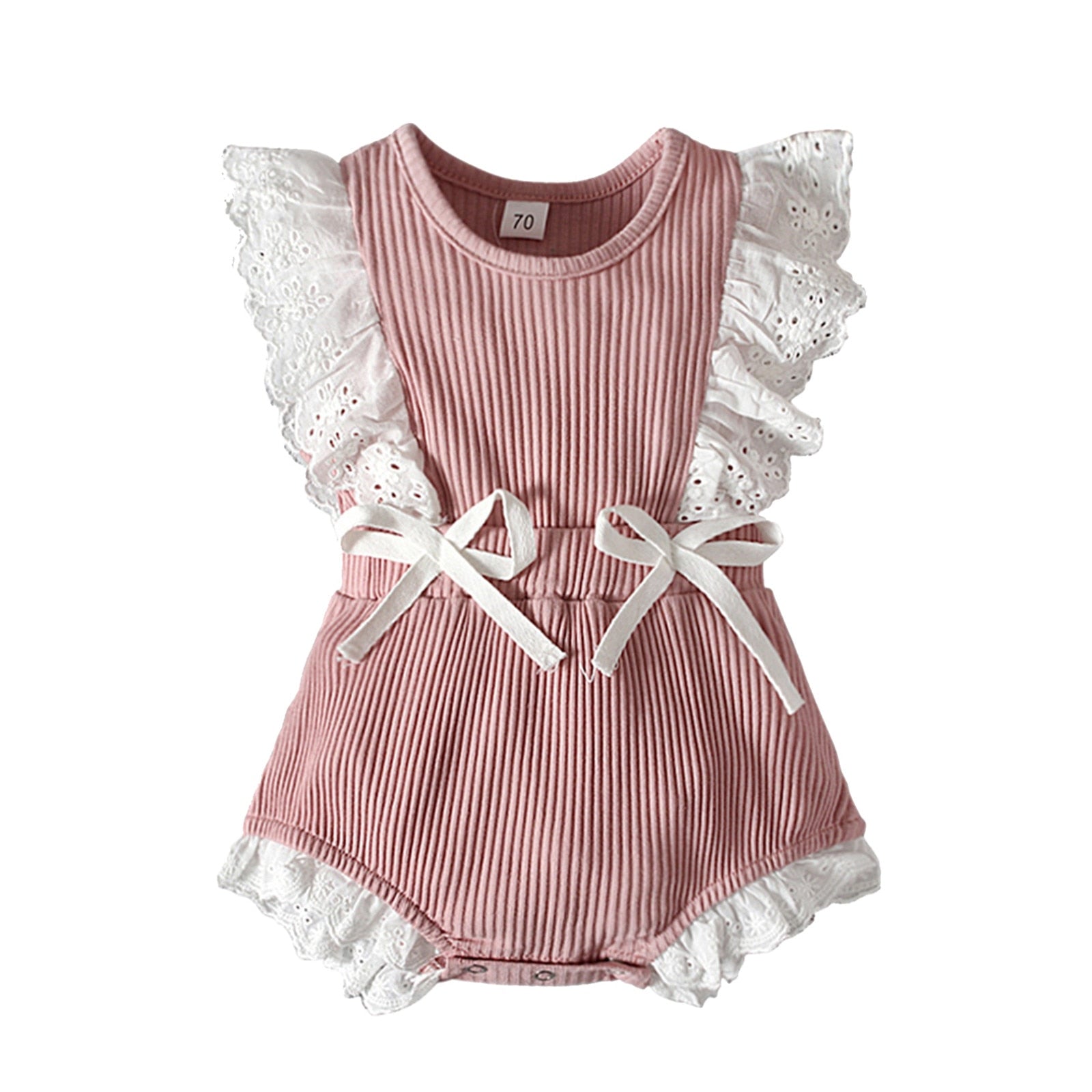 Adorable Newborn Baby Girls Rompers with Lace Ruffles and Bowknot - Perfect for Holidays and Special Occasions
