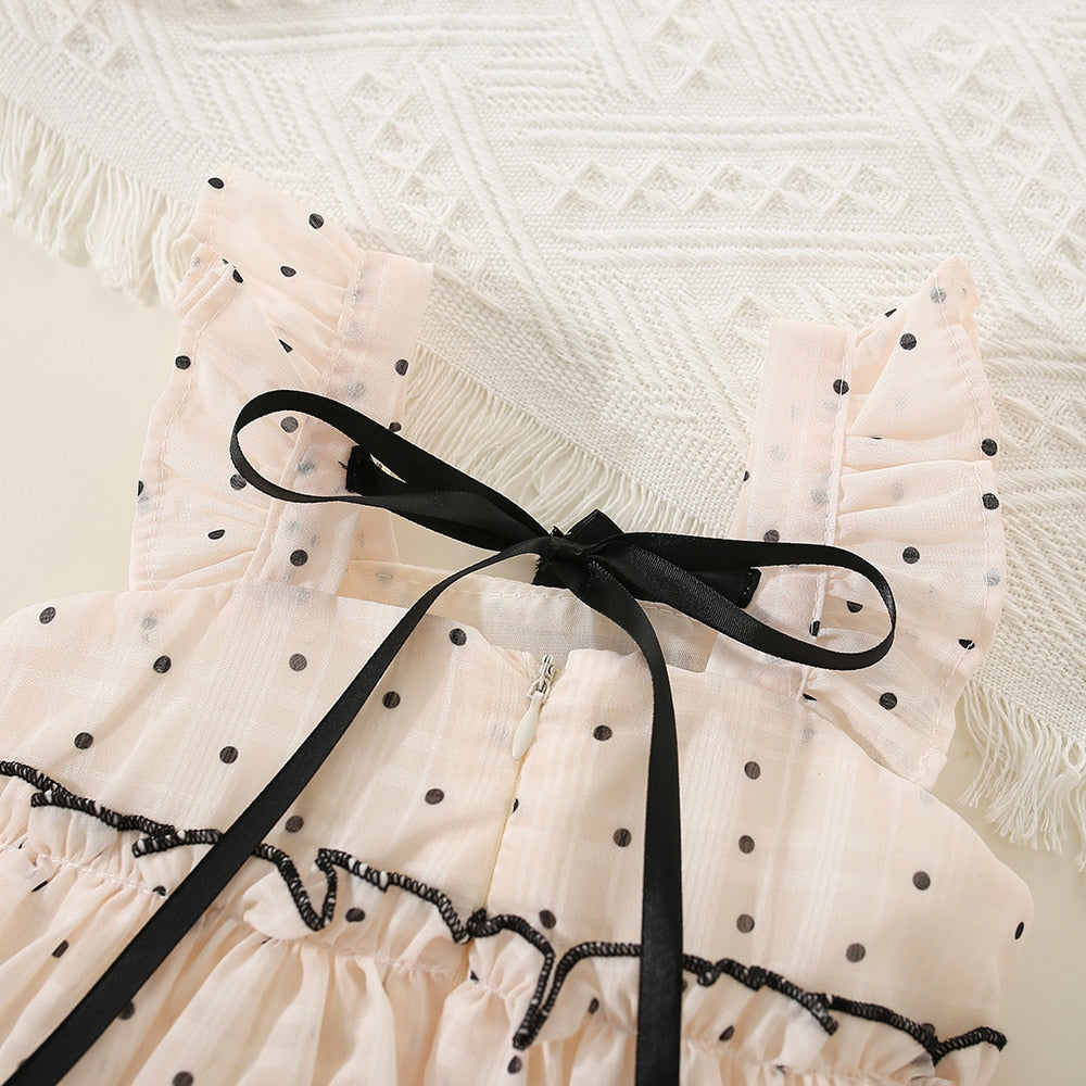Sweet Polka Dot Sleeveless Dress for Baby Girls