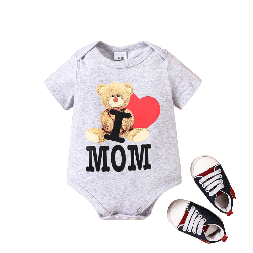 Baby Bear Bodysuit with Cute Cartoon Heart Shape for Boys