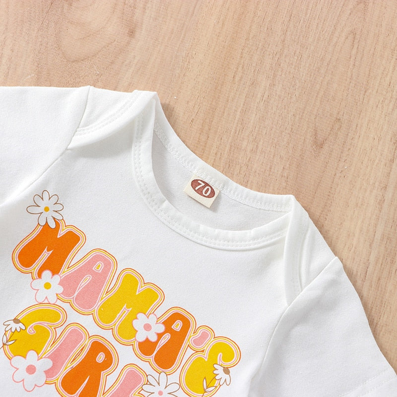 Adorable Summer Clothes Sets for Newborn Baby Girls: Letter Print Bodysuits and High Waist Shorts