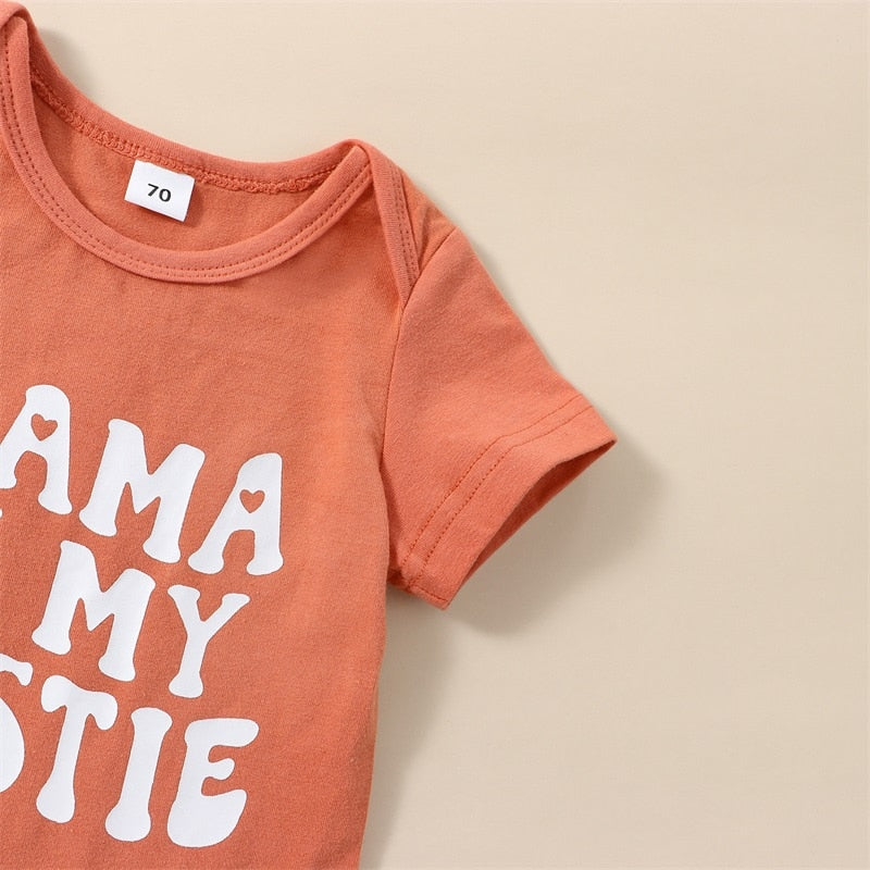 Adorable Infant Toddler Baby Girls Summer Clothes Sets with Letter Print Bodysuits and Floral Shorts