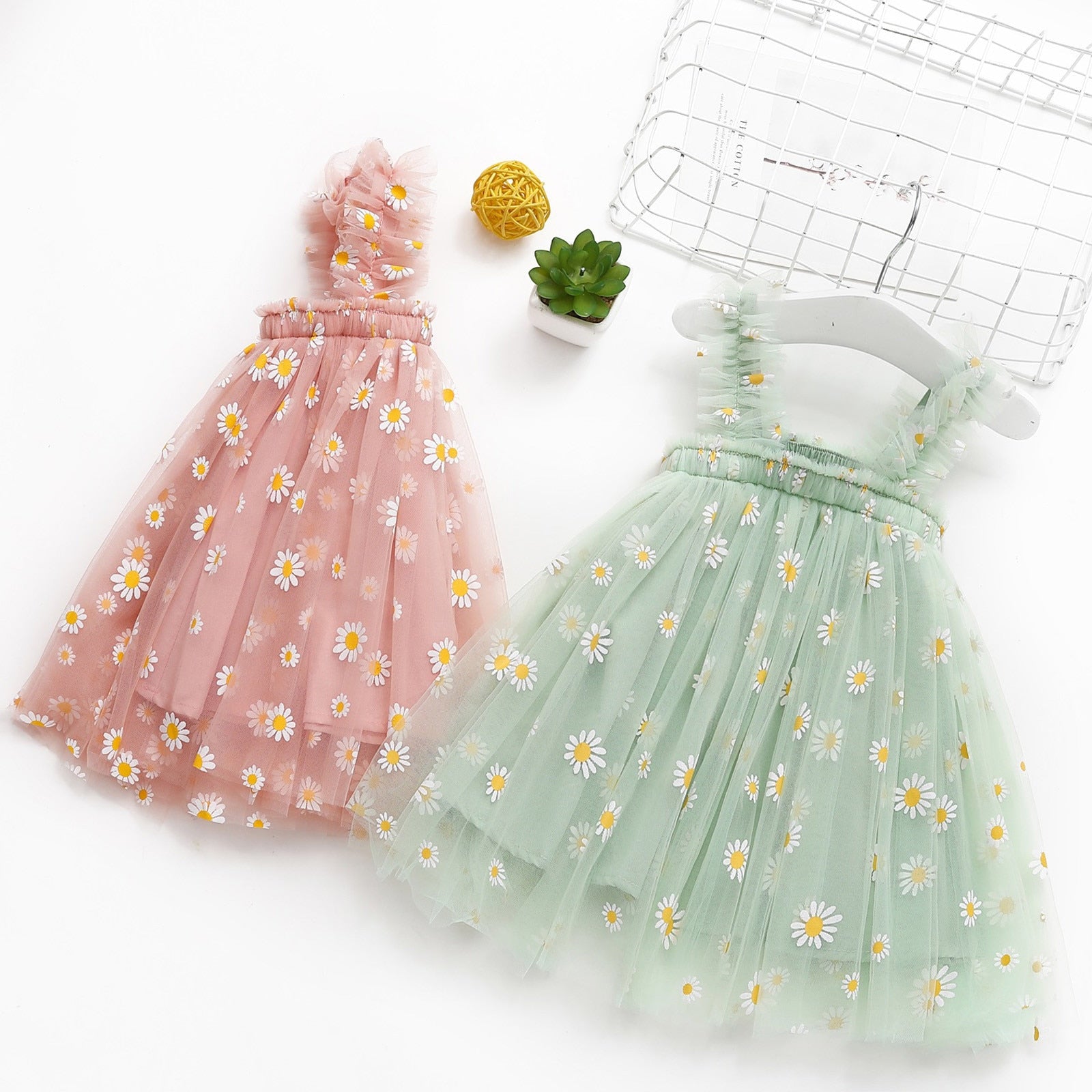 Adorable Daisy Floral Dresses for Toddler Girls | Summer Beach Suspender Tulle Party Princess Dresses