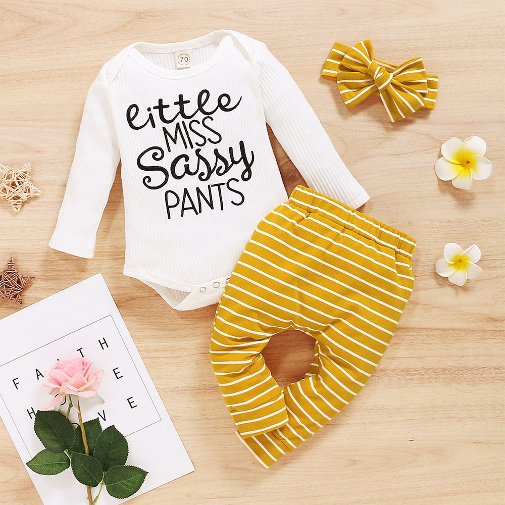 Stylish 3Pcs Toddler Baby Girl Clothes Sets for Newborns