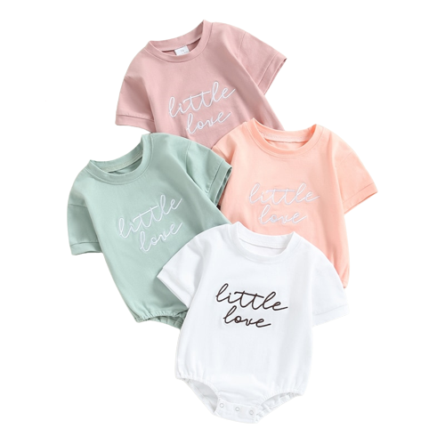 Adorable Baby Romper with Embroidered Letters