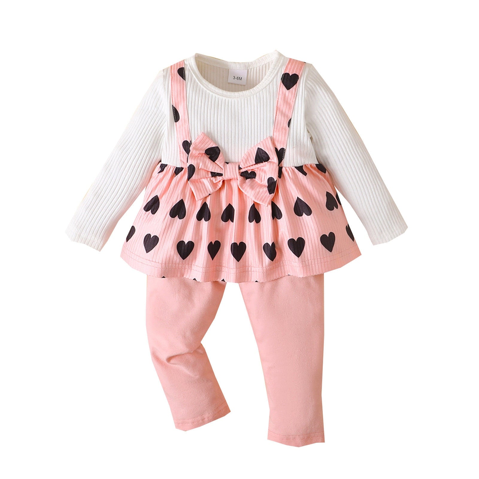 Adorable Valentine’s Day Clothes Sets for Baby Girls - Heart Print Dress and Solid Pants Outfits