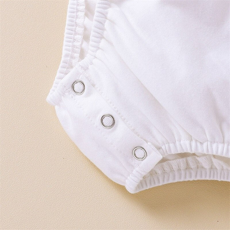 Adorable Newborn Baby Shorts Set for Girls - Short Sleeve Letter Printed Romper and Elastic Solid Color Shorts - 2pcs Outfits