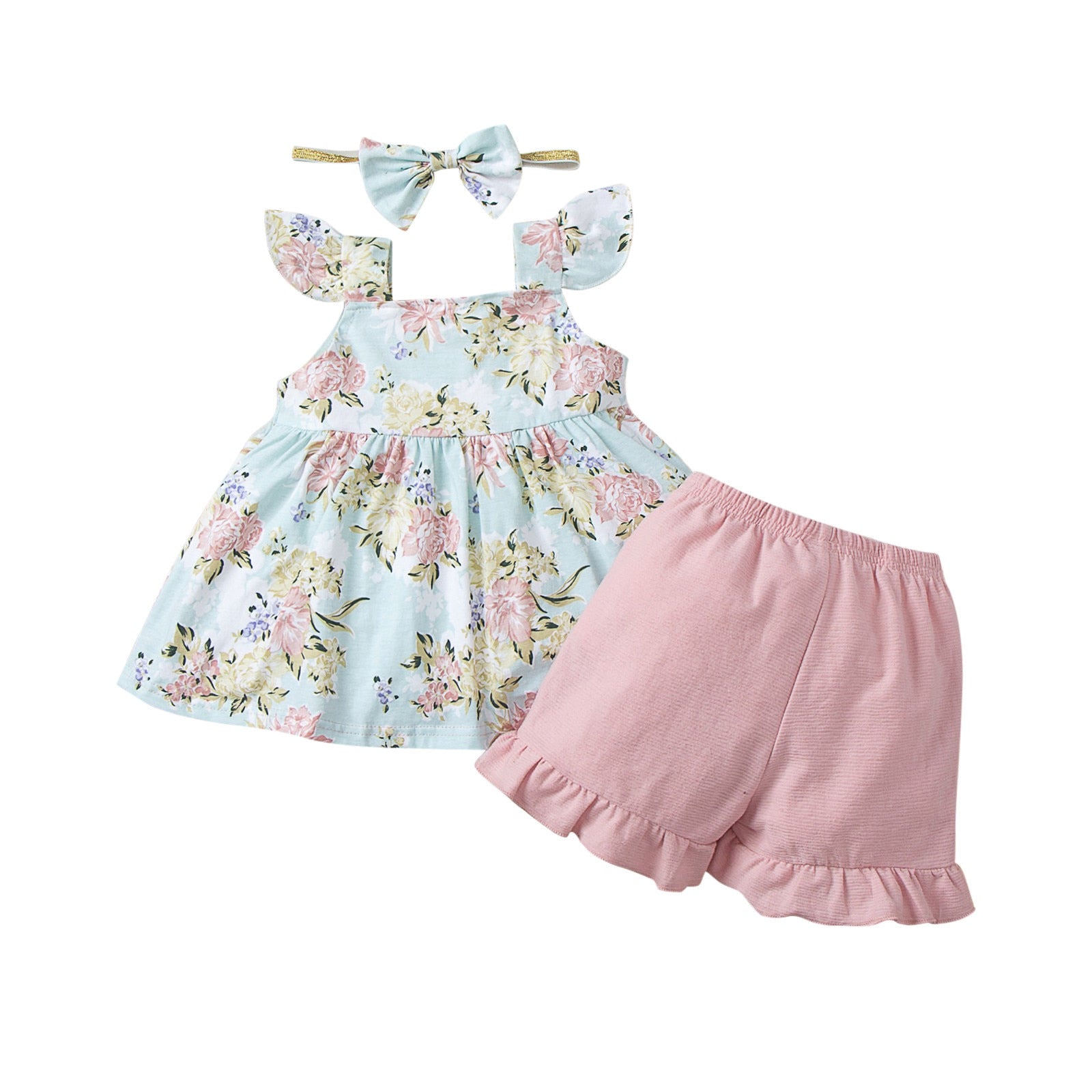 Stylish 3-piece Floral Toddler Girl Outfit Set for Summer