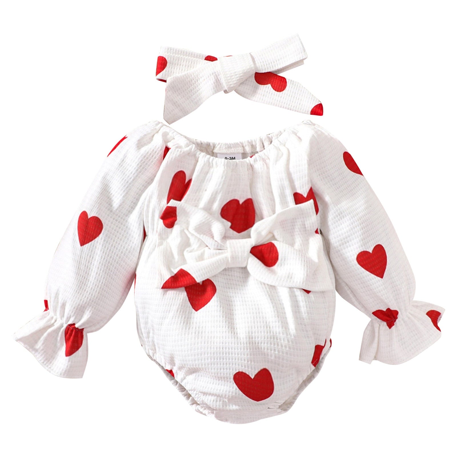 Adorable My First Valentine's Baby Bodysuit for Girls with Big Bow Heart Jumpsuit