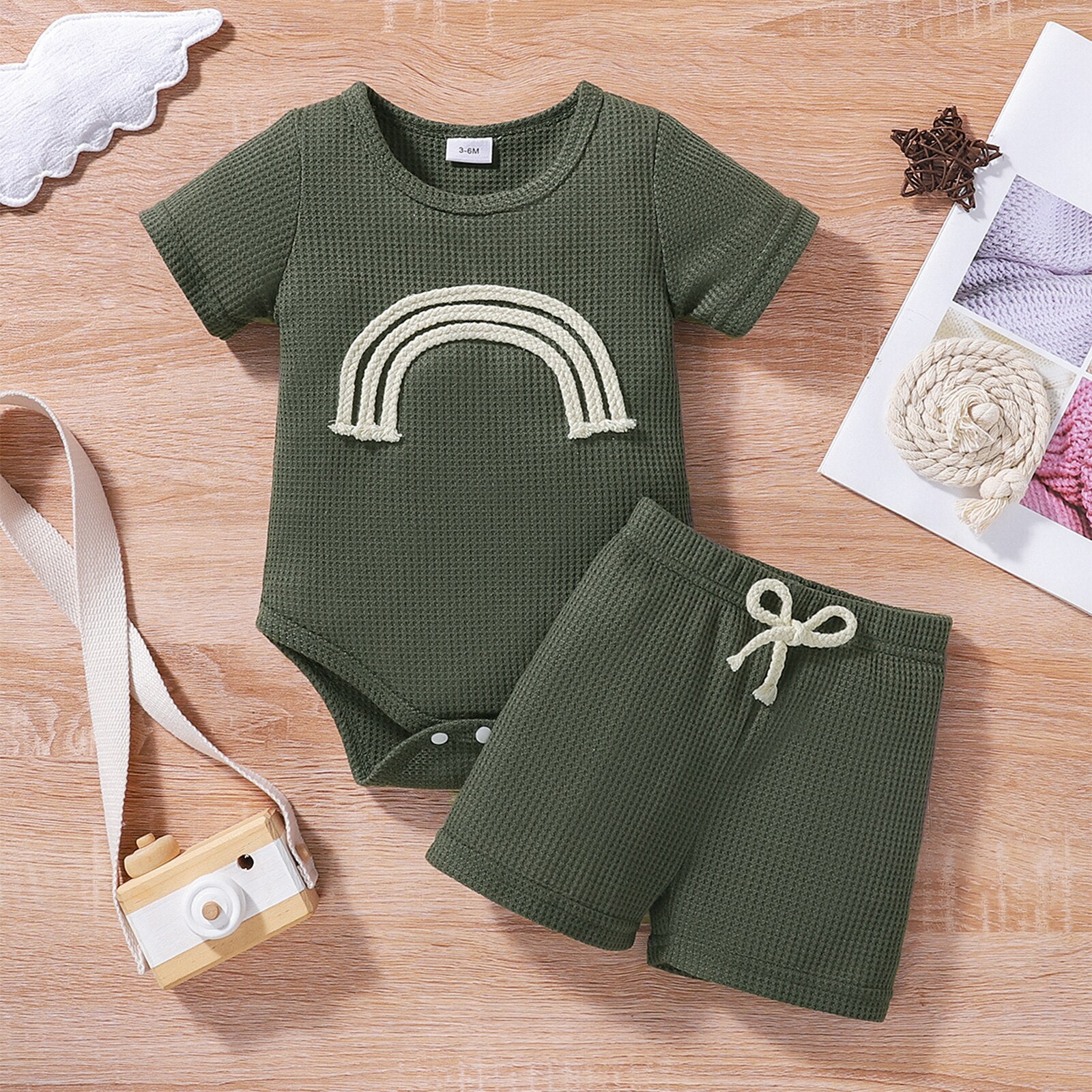 Dress up your little one in style with this Rainbow Romper Outfit for Summer!