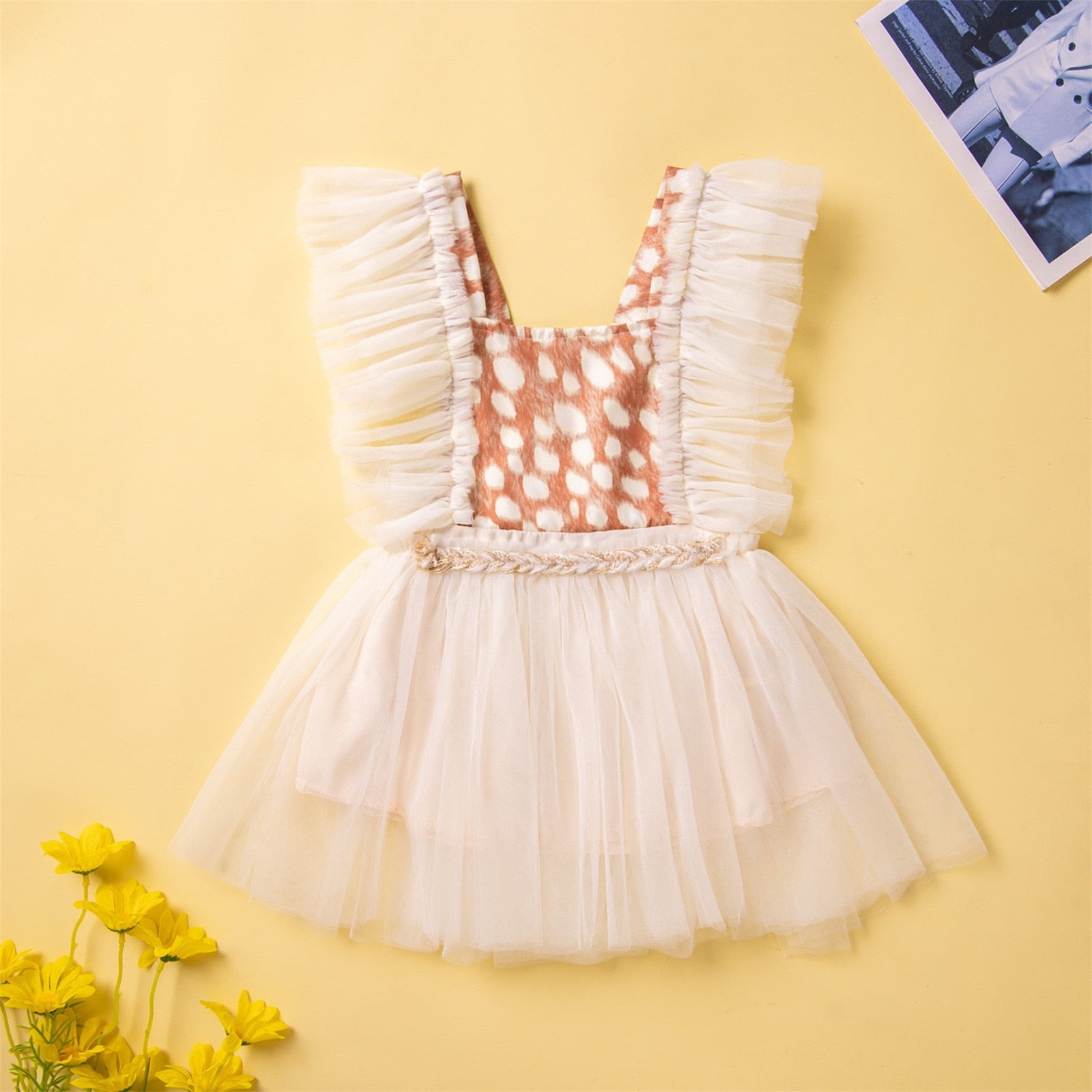Stylish Patchwork Leopard Print Tulle Dress for Toddler Girls