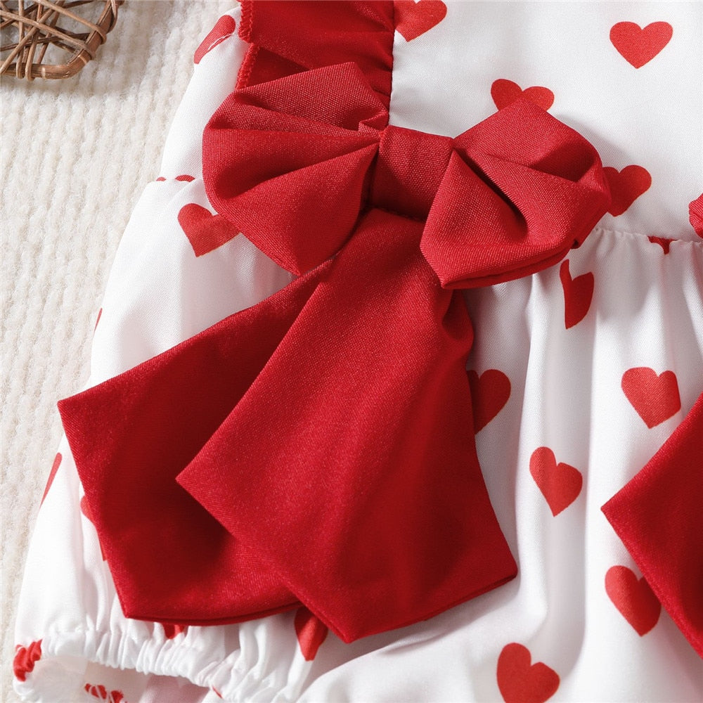 Cute and Chic Bowknot Ruffle Girls Bodysuit for Newborns | Perfect Valentine's Day Baby Costume | Summer Sleeveless Kids Overalls Infant Clothing