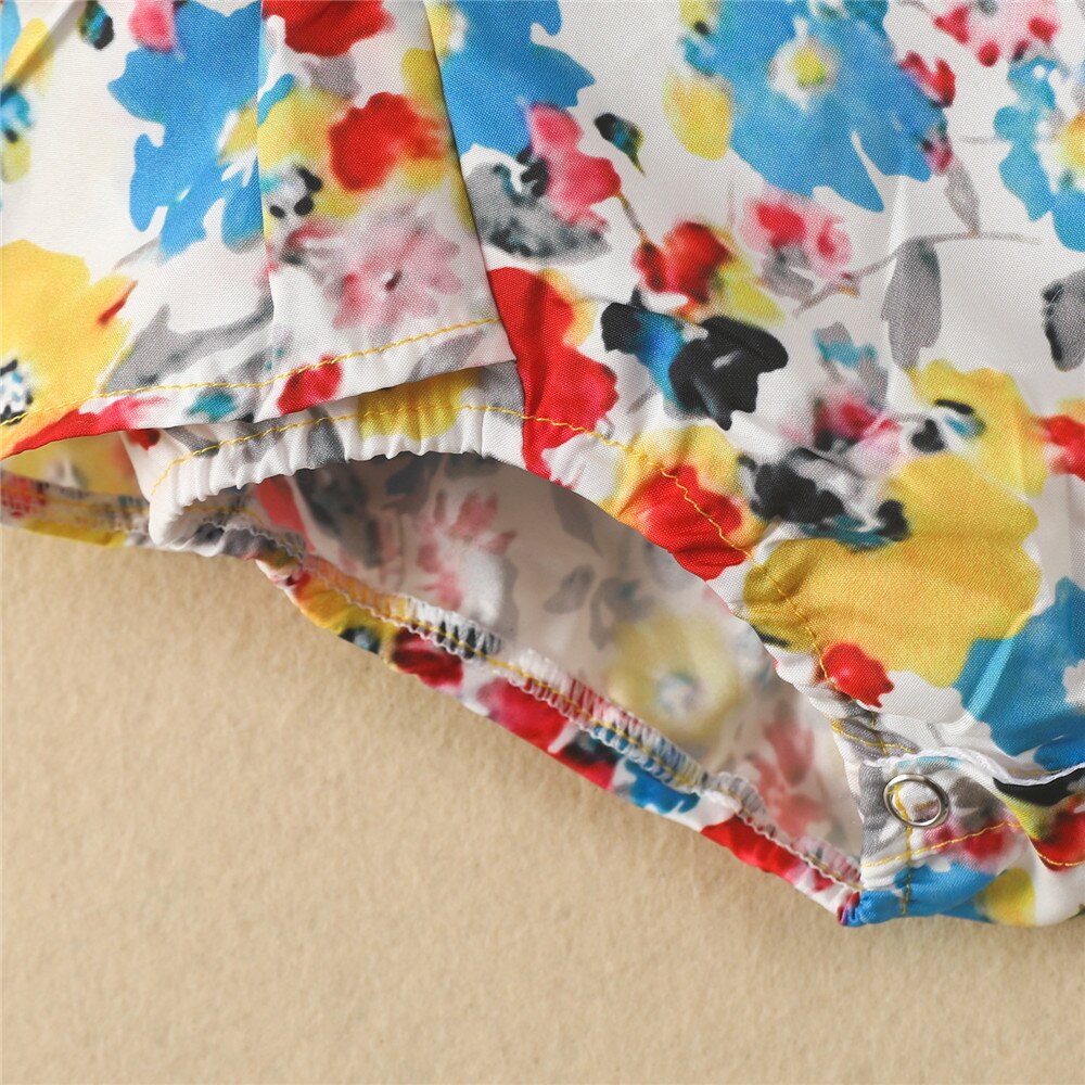 Sweet Patchwork Lace Floral Bodysuit for Baby Girls