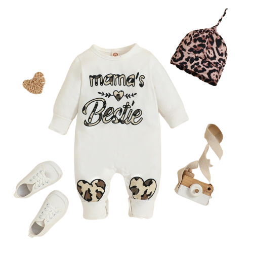 Baby Rompers with Hat and Letter Print