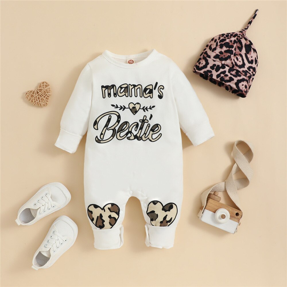 Baby Rompers with Hat and Letter Print