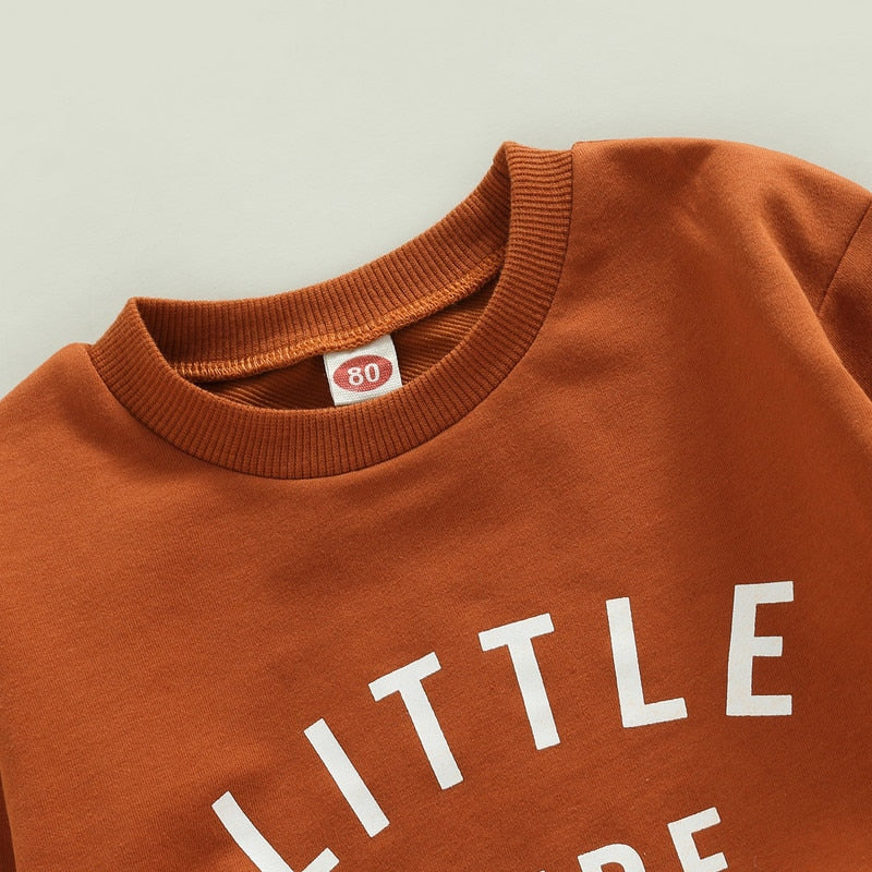 Fall/Winter Baby Boy Sportswear Set with Letter Print Tops and Drawstring Pants