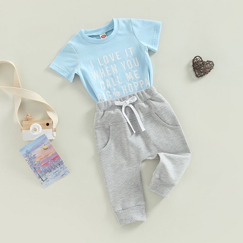Adorable Easter Baby Boys Clothes Set with Cartoon Letter Print