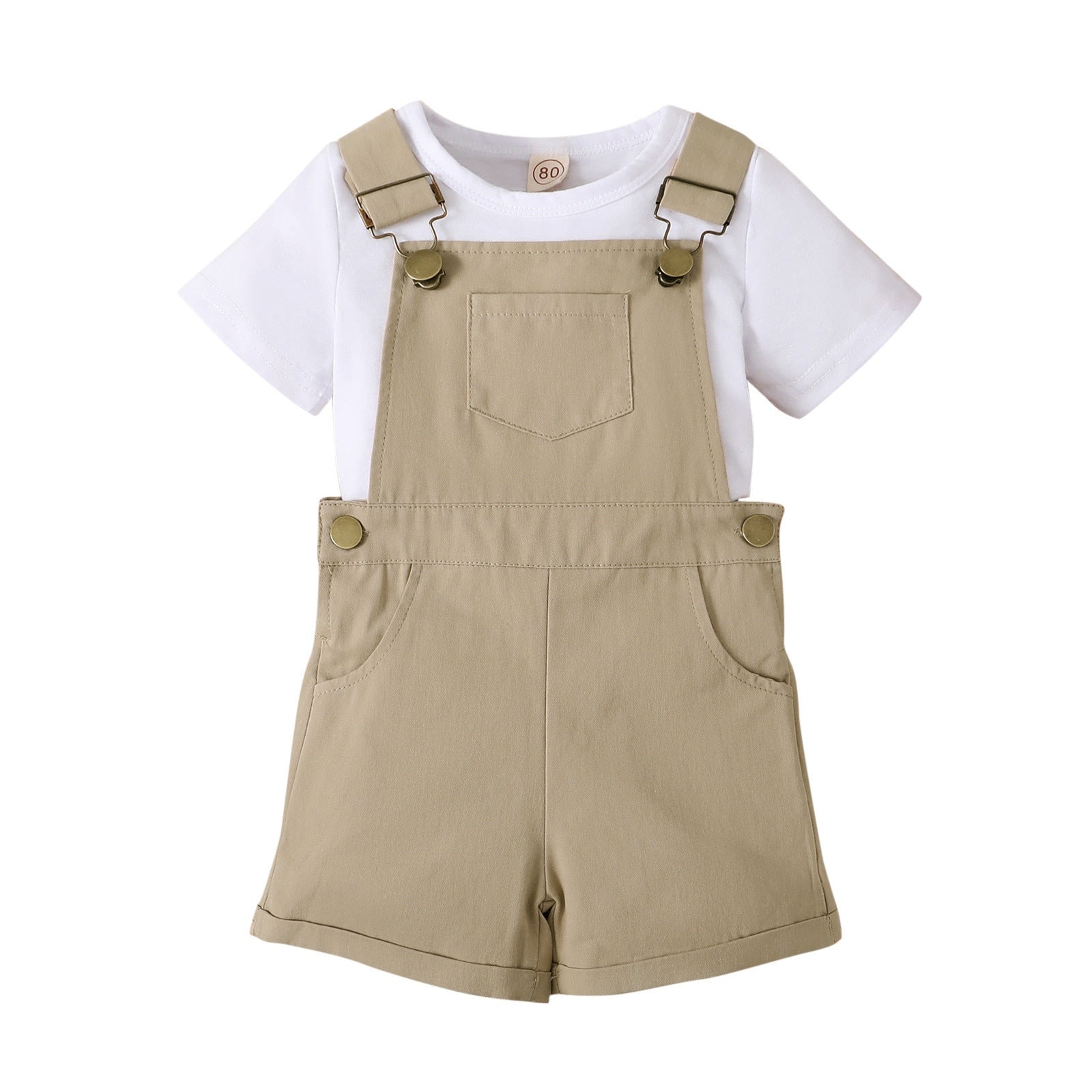 Summer Cute Kids Girls Clothes Sets 2pcs Short Sleeve T-Shirts + Striped Shorts with Pockets