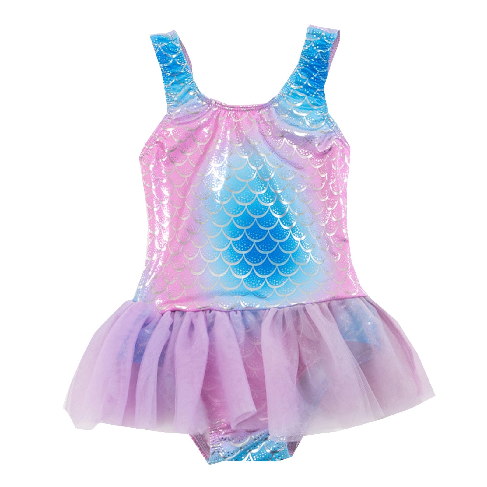 Cute Toddler Girls' Ruffle Swimsuit with Mermaid Design