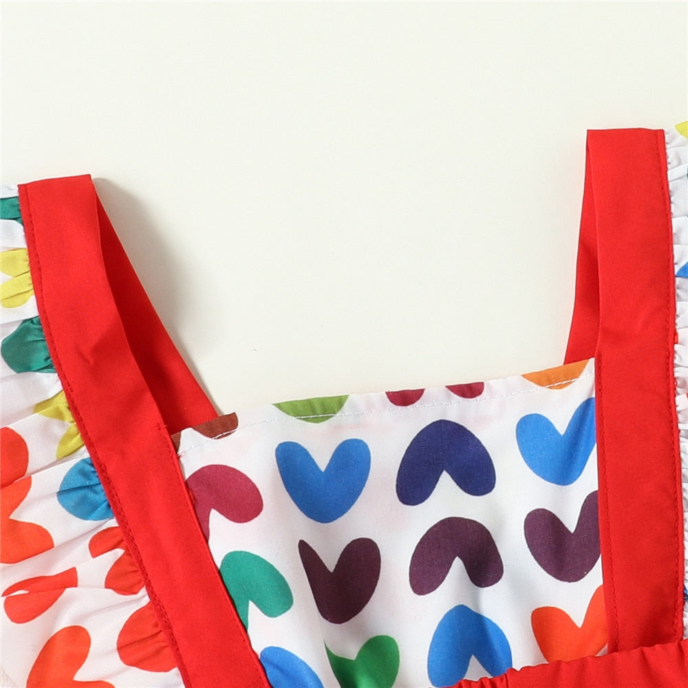 Color Love Print Newborn Girls Bodysuit - Summer Infant Outfits