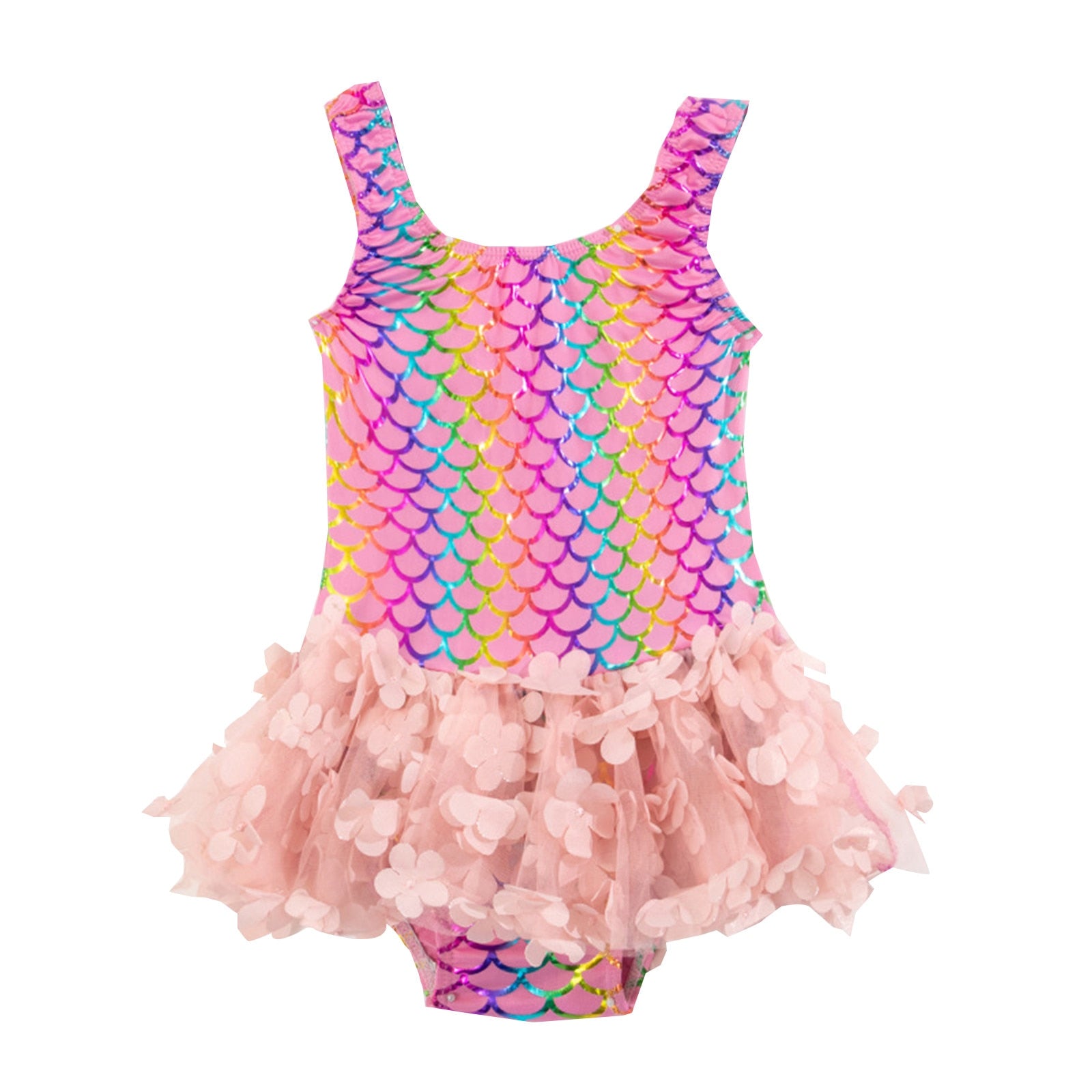 Cute Toddler Girls' Ruffle Swimsuit with Mermaid Design
