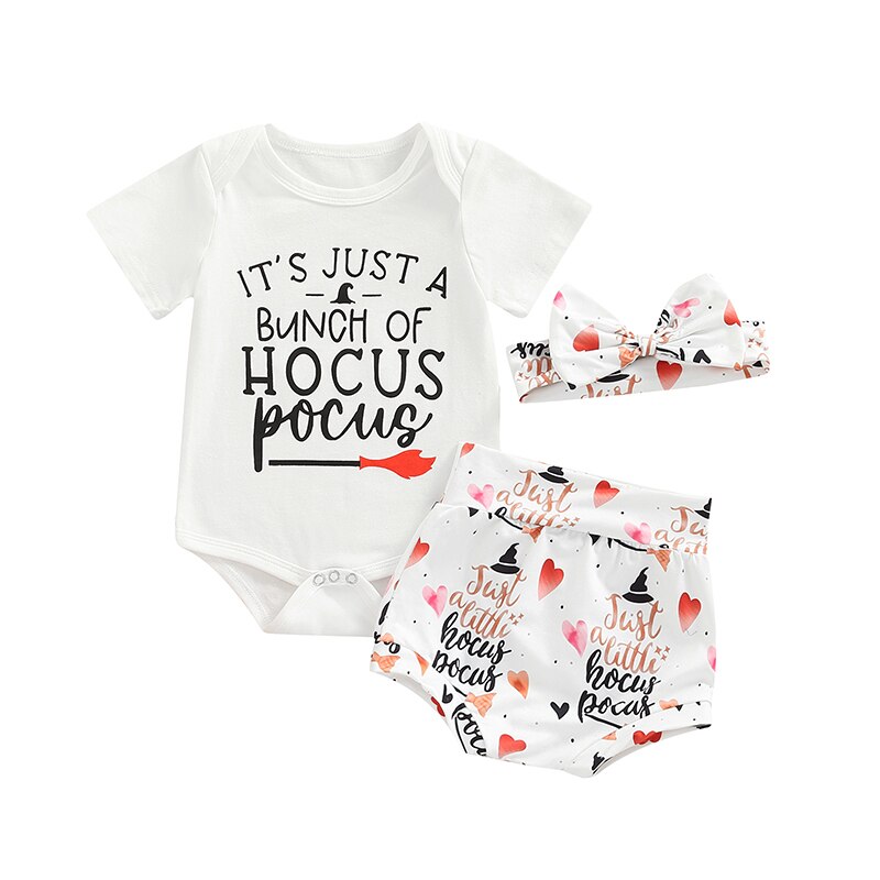 Cute Short Sleeve Letter Print Romper Set for Baby Boys and Girls