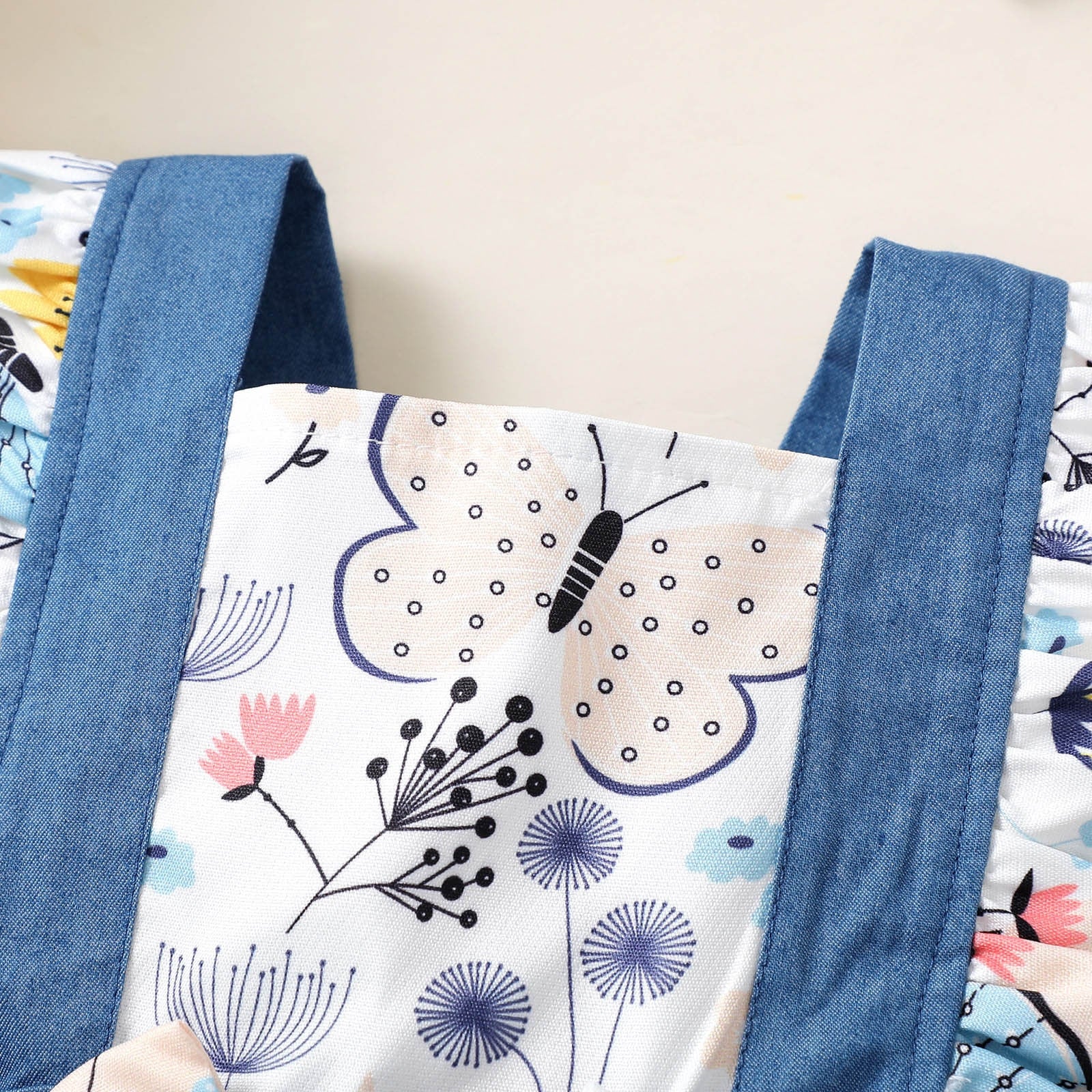 Newborn Baby Girl Summer Dress Set - Butterfly Print Party Princess Dress with Bow and Headband