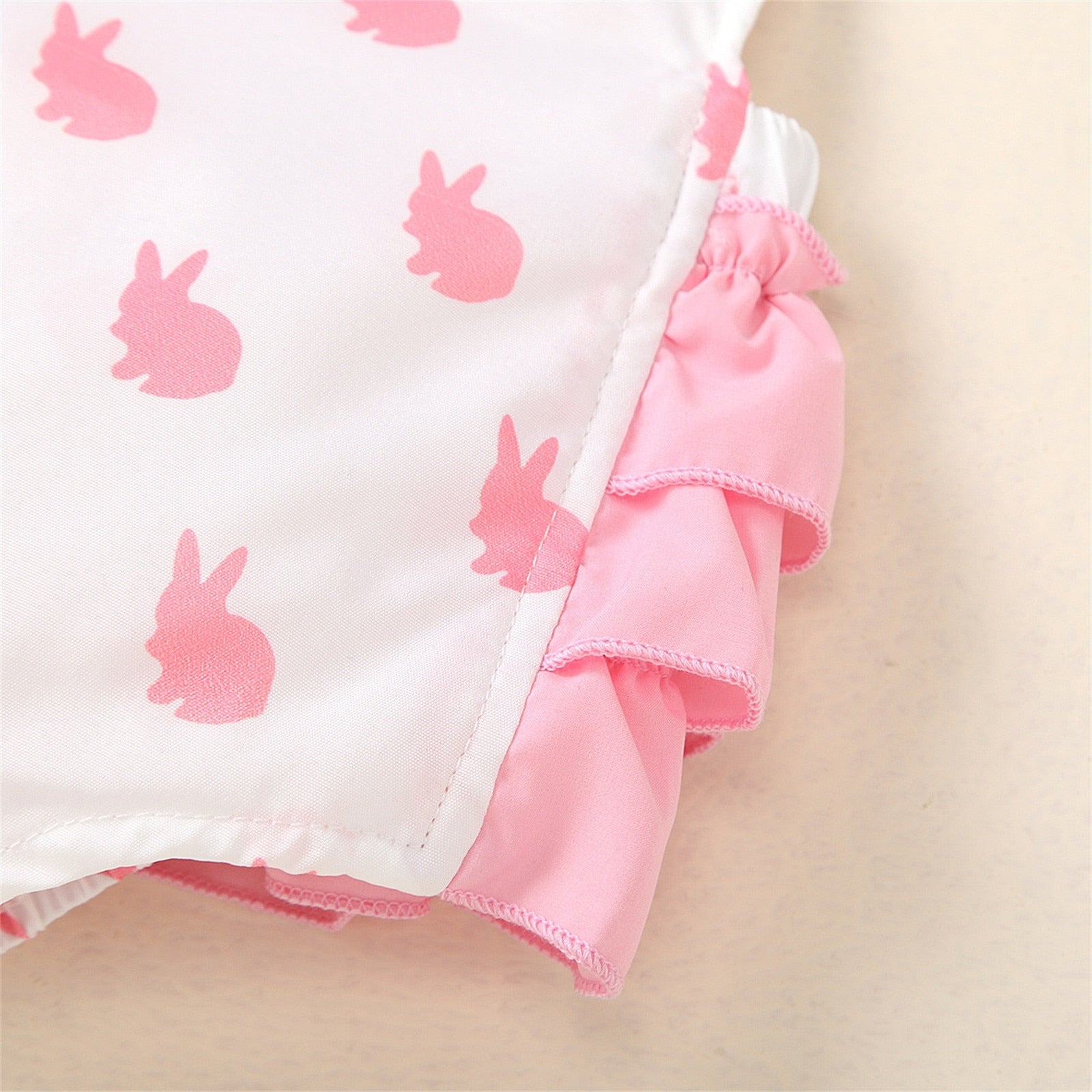 Adorable Newborn Baby Girls' Summer Jumpsuit with Cartoon Rabbit Prints