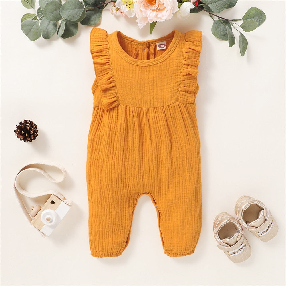 Sweet and Stylish Newborn Baby Bodysuit with Sleeveless Ruffles for Toddler Girls