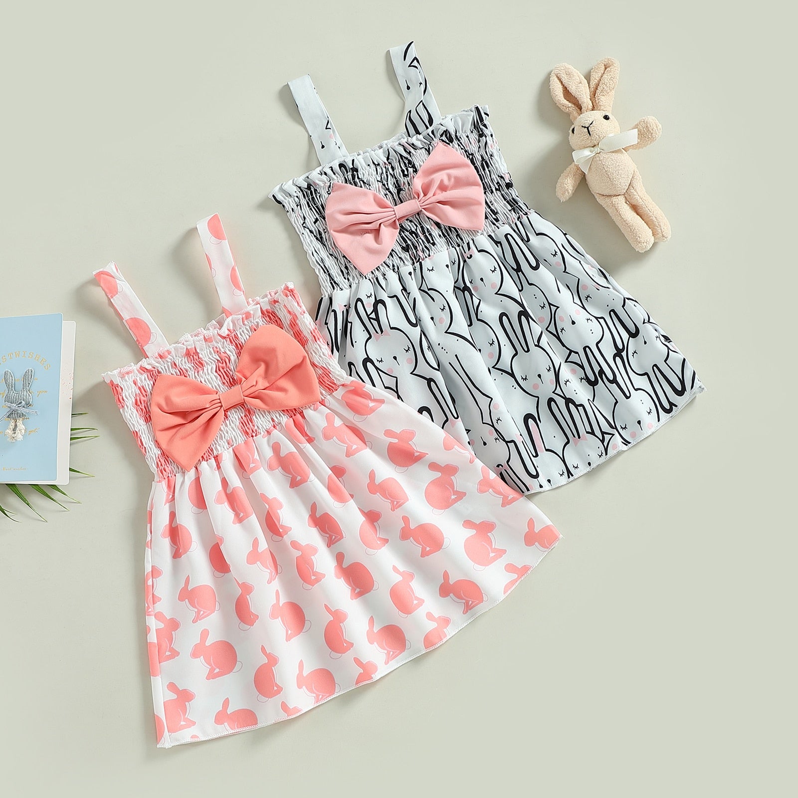 Easter Days Outfit for Baby Girls - Sweet Sleeveless Rabbit Print Princess Dress
